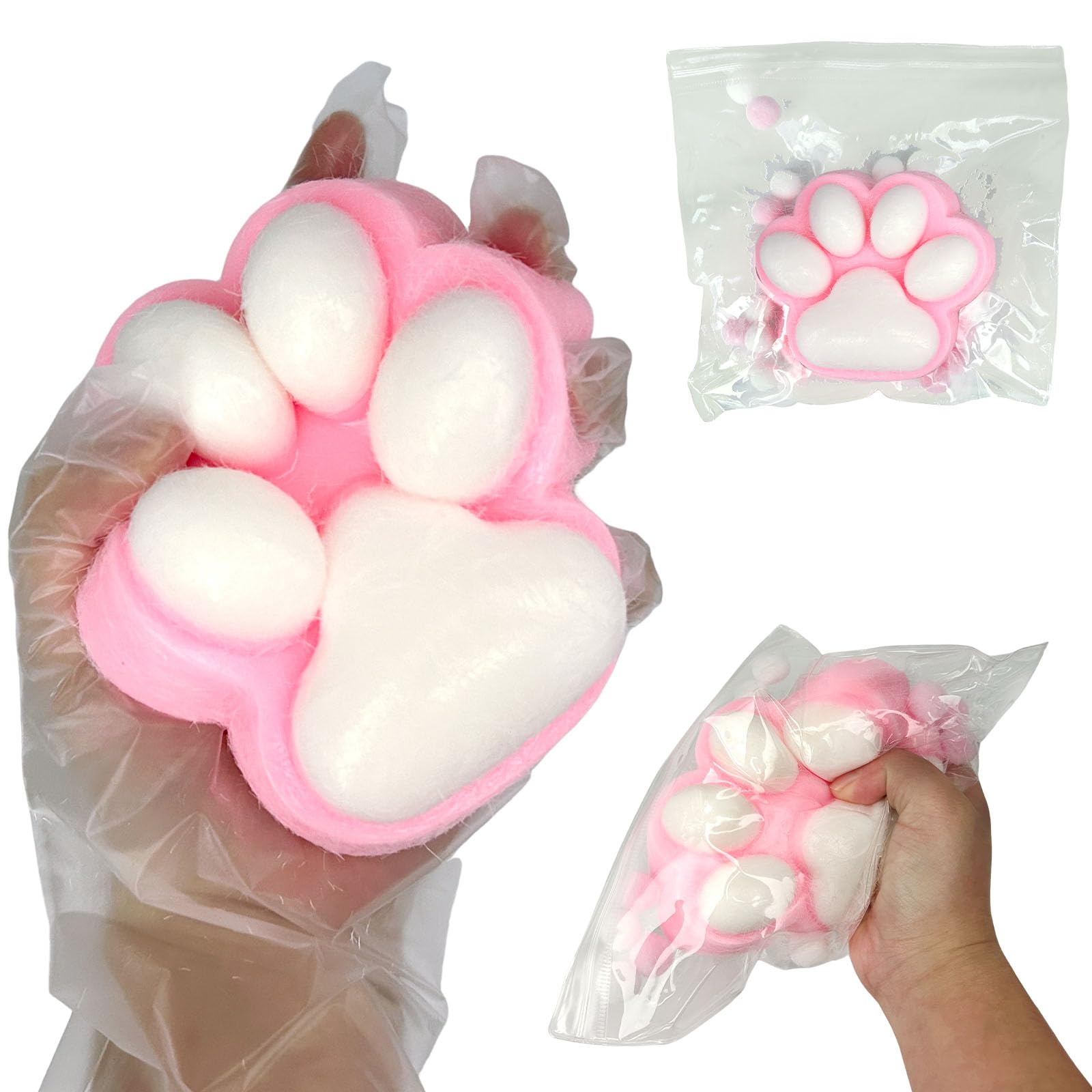 Squishy Kocie łapy, 1 Pcs Gniotka Zabawka do ściskania łapy Dużego Kota, Zabawka do ściskania Antystresowa, Fufu Squishie dla Dorosłych (Różowy XL)