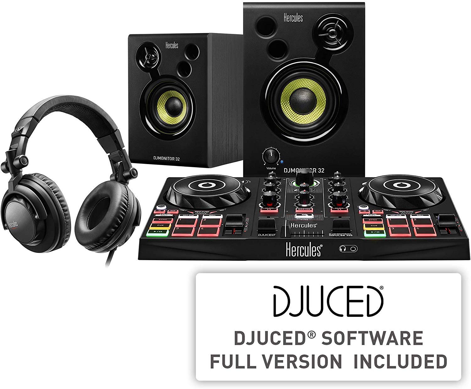Hercules DJLearning Kit - Kit DJ tout en un - 2-deck DJControl Inpulse 200 Controller DJ USB HDP DJ45 Casque DJMonitor 32 enceinte de monitoring