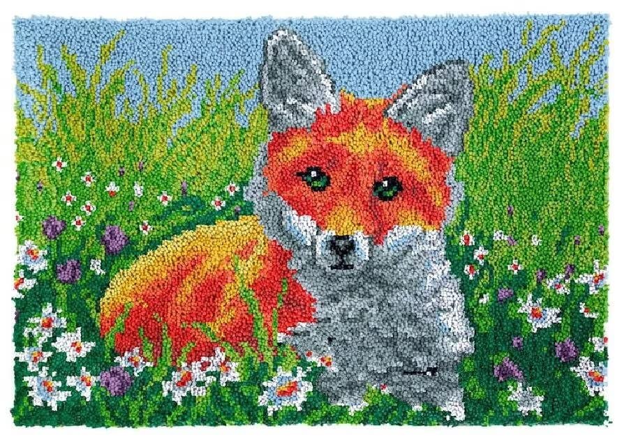 clubevy Latch Hook Rug Kits for Adults Fox Animal Kits Rug Making Kits Embroidery Kits DIY Crochet Yarn Kits for Beginners Adults Kids Craft Kit Creative Gift