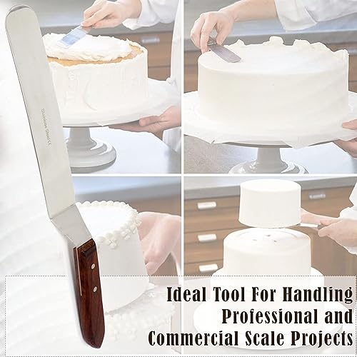 Miniatura 7 de A2Z - Espátula de glaseado de acero inoxidable de calidad profesional, para decoración de tartas, hoja flexible resistente, mango de madera para un