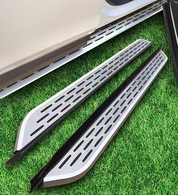 Estribos para Kia Sonet 2022-2025 | 2 Piezas Pasos Laterales de Aluminio con Textura de Goma Antideslizante Negra | Kit de Montaje sin Taladro | Accesorios para Auto Plateado (1 Set) (CKLY)