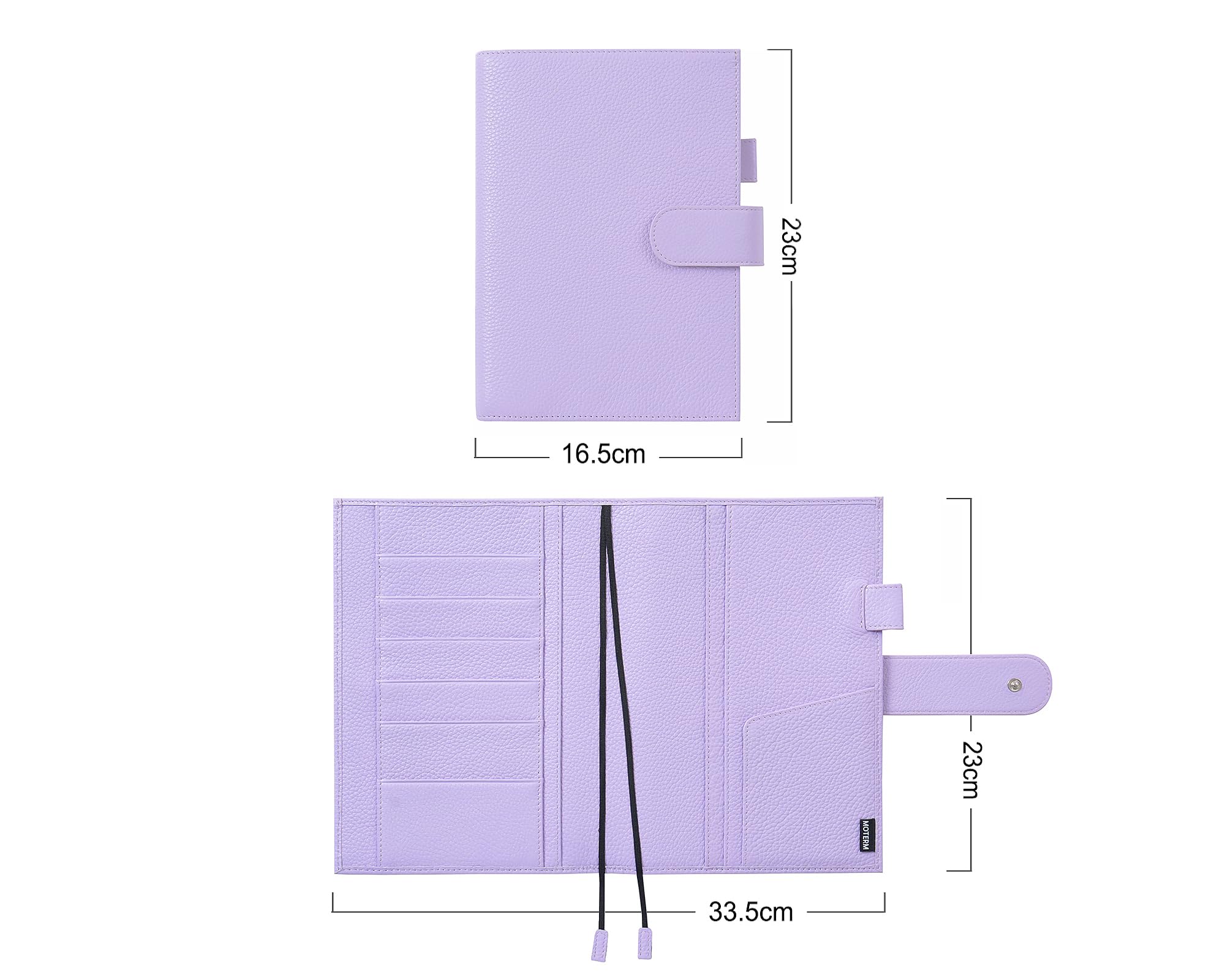 Moterm Leder Cover für A5 Notizbuch - Passt Hobonichi Cousin,Stalogy und Midori MD Planer,mit Stiftschlaufe,Kartenfächer und hintere Tasche (Kiesel-Lavendel)