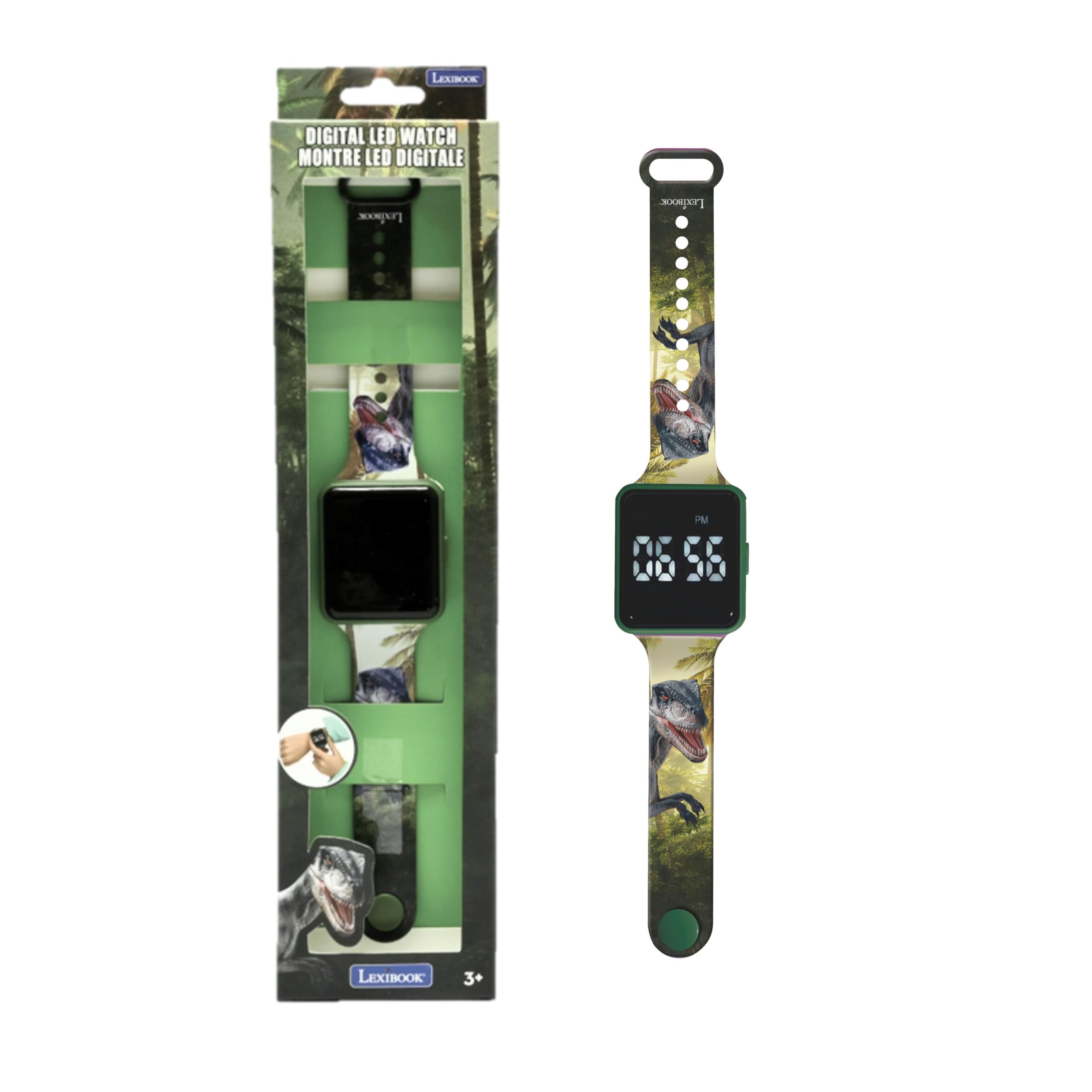 LEXIBOOKLEXIBOOK DMW060DINO Dinosaur Digital Watch, 12-Hour or 24-Hour time Display, Green