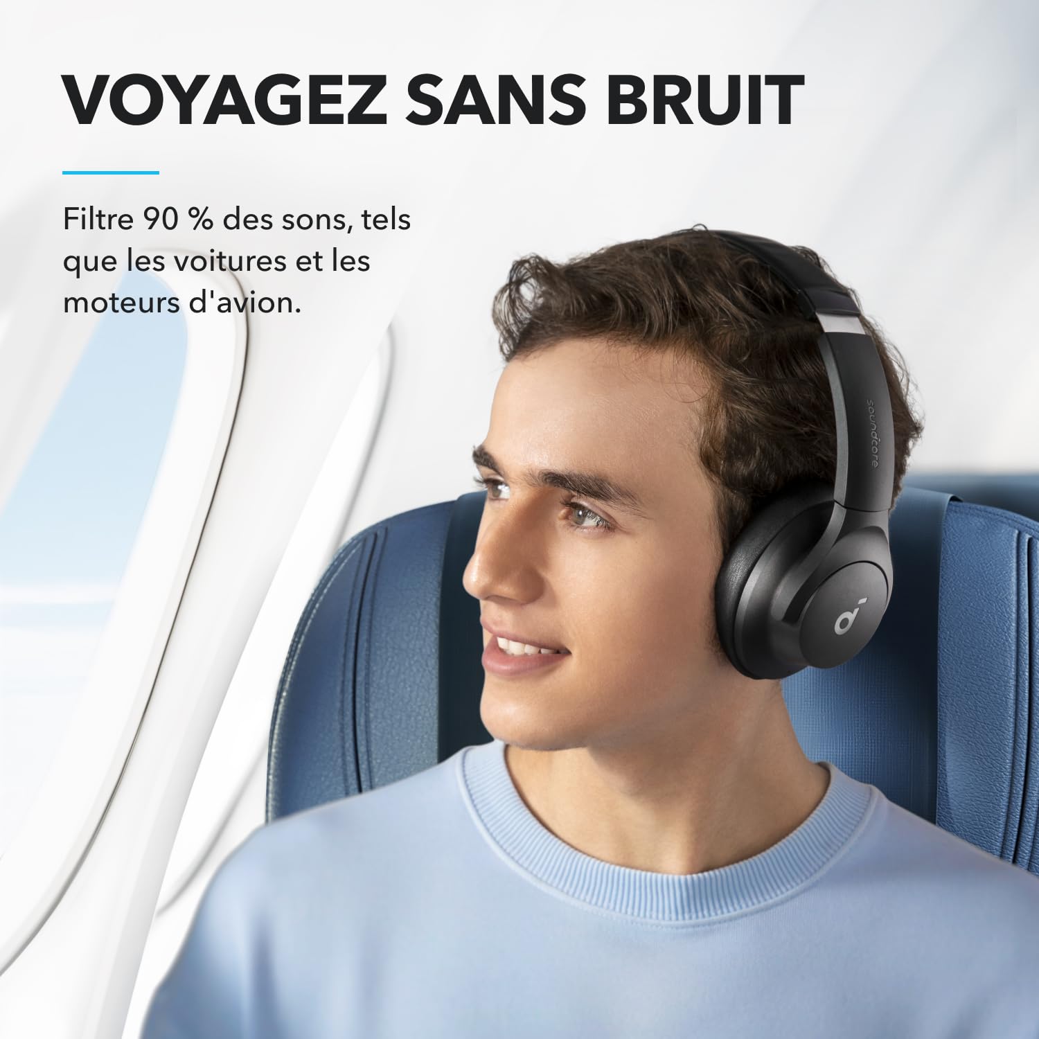 Soundcore Q20i Casque Bluetooth sans Fil,Casque réduction de Bruit by Anker, Casque Over Ear, jusqu'à 40H d'autonomie en Mode ANC, Hi-Res Audio, Basses Profondes,Personnalisation Via App Noir