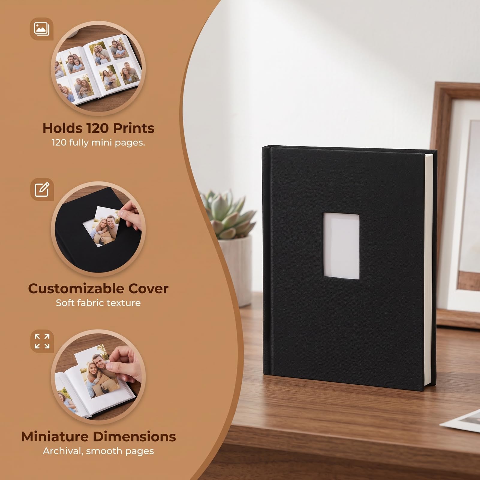 Generic Fotoalbum mit 120 Fächern für Sofortbildkamera-Bilder – Ideal für Personalisierung und Erinnerung – Passend für 5 X 7,6 Cm Große Fotos (BLACK)