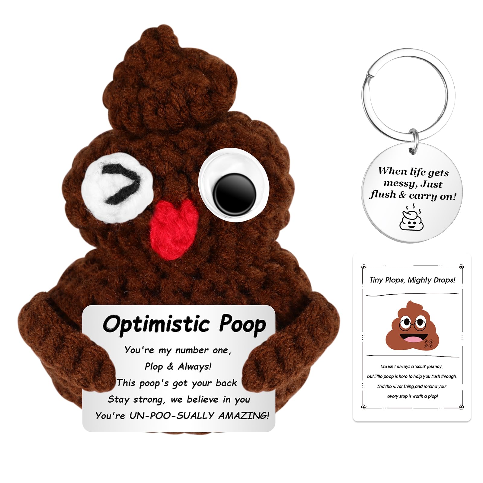 Emotional Support Cat Gift Funny Positive Crochet Cat With Card Positive Gifts | UK