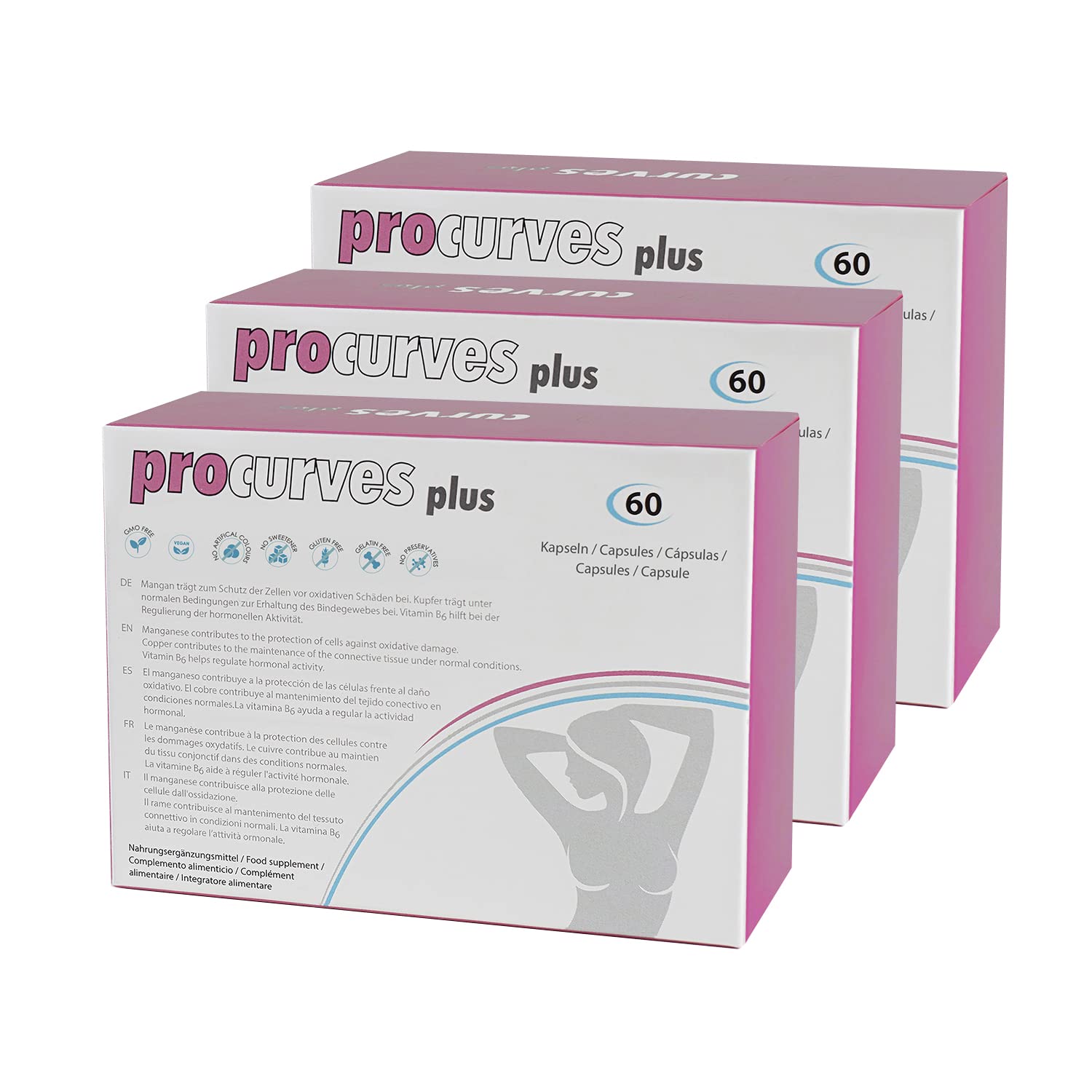 Augmentation mammaire - 3 Procurves Plus: Capsules pour l’augmentation des seins de manière naturelle