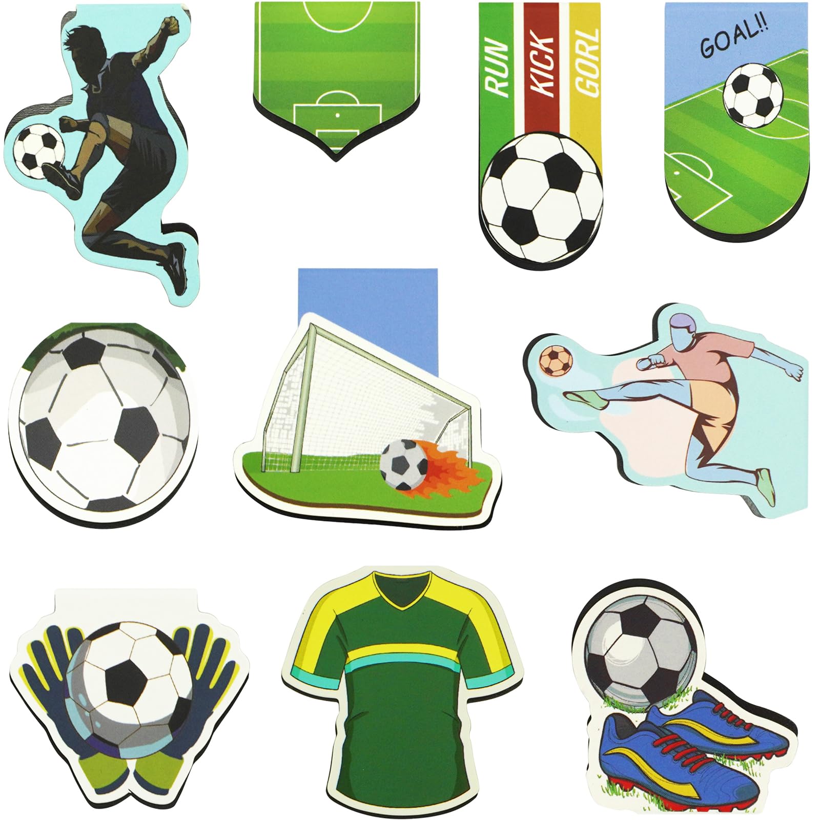 Marcapáginas magnéticos, 10 unidades, magnéticos para niños, pequeños regalos para jóvenes, estudiantes, amigos, amantes del fútbol, amantes de los libros, imanes para la escuela, comienzo escolar