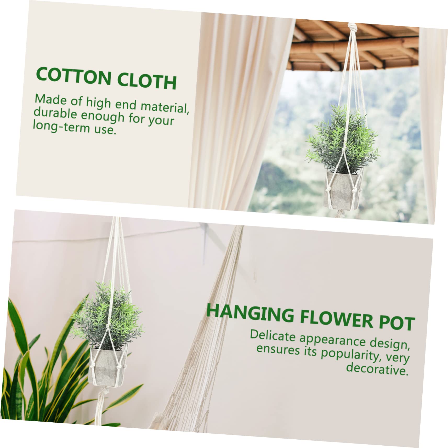 YARNOW 5 Set Di Portavasi Da Appendere in Corda Di Cotone Per Interni Portavasi in Macramè Cestino in Macramè Per Decorazione Da Parete Per Casa 4 Pezzi*5