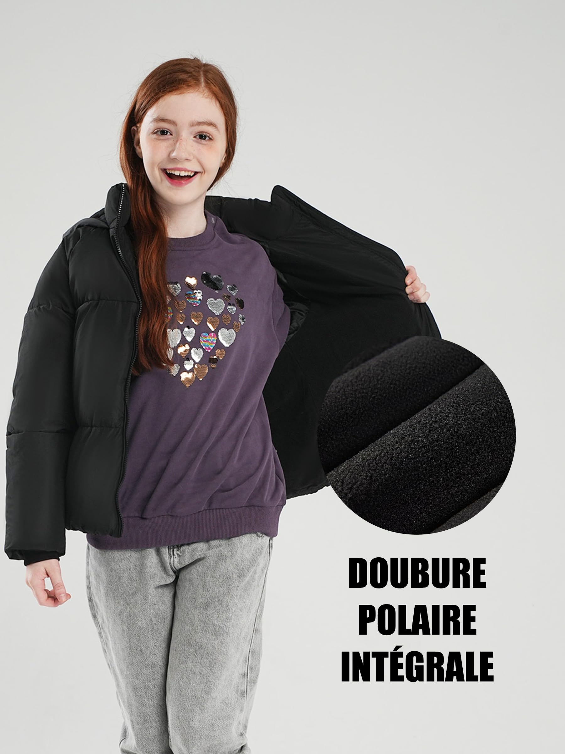maoo garden Doudoune Hiver pour Filles avec Doublure Polaire Manteau Imperméable Lourd pour Grands Enfants