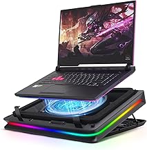 Gaming Laptop Kühler Kühlpad mit Touch-Bedienung stufenloser, Laptop Cooler für Schnelle Kühlung 13-19 Zoll Notebook mit stufenloser Geschwindigkeit 18cm Extra-groß Leistungsstarker Turbo-Lüfter