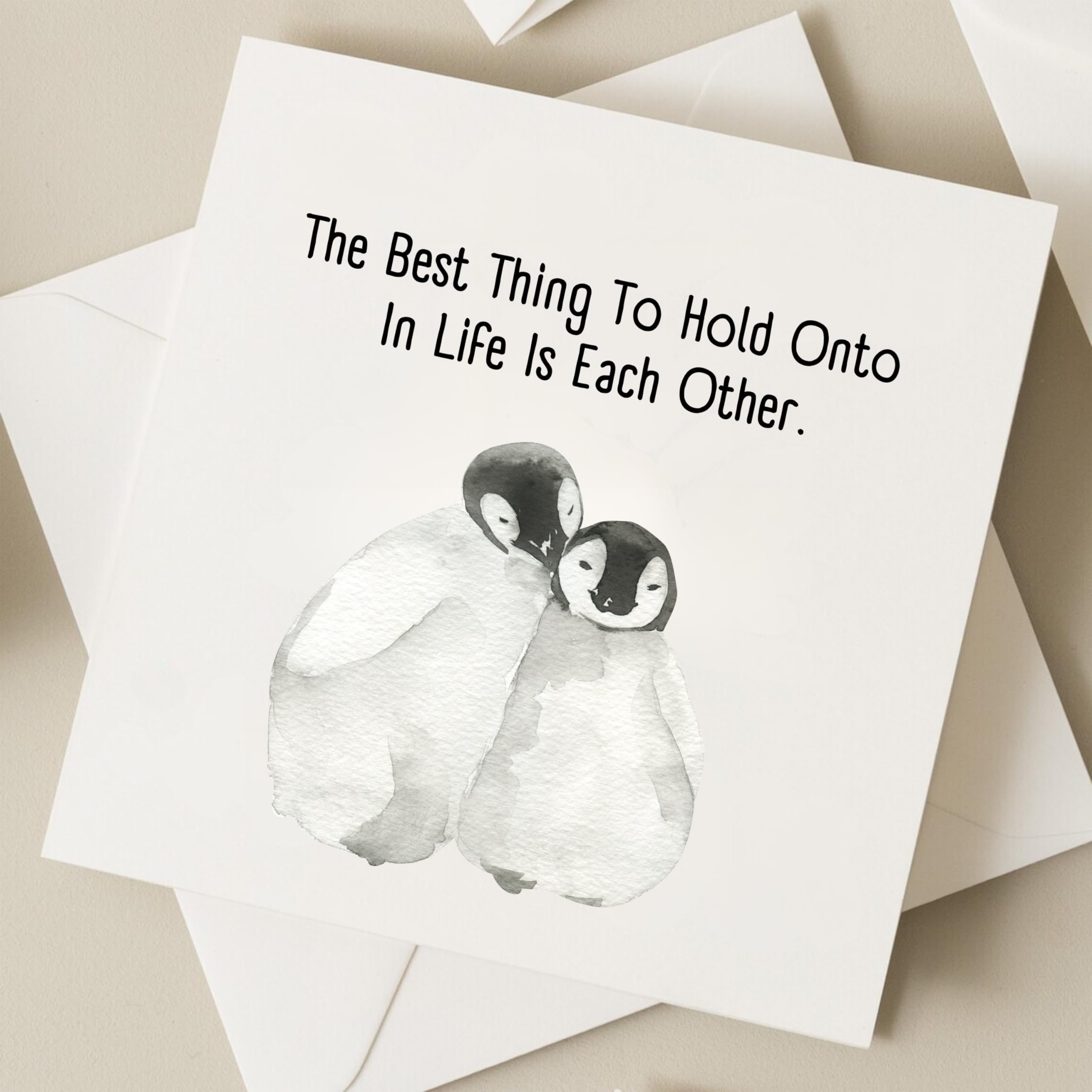 TEEMI-Anniversary Card – Hold Onto Each Other - Romantic Penguin Card for Wife Girlfriend, Boyfriend, Husband – Valentines Day Card – Sweet Quote for Couple