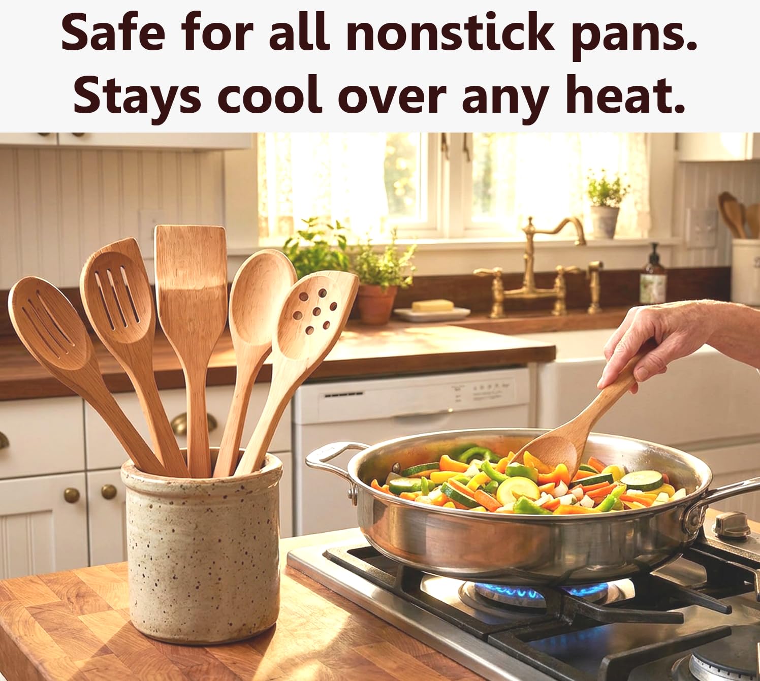 ECOSALL 6 gesunde Holzlöffel zum Kochen - sicheres & zuverlässiges