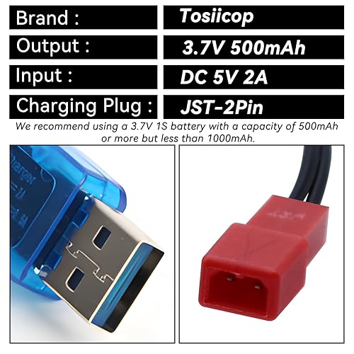Miniatura 5 de Cargador de batería Lipo de 3.7 V - 2 PCS 1S Lipo JST Cable de carga con USB JST 2 Pin Plug para RC Batería de coche Control remoto Juguetes Avión