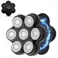 Vista 13 de Cabezales de repuesto para afeitadora de cabeza magnética, 7 cuchillas rotativas impermeables de doble anillo para hombres calvos, compatibles