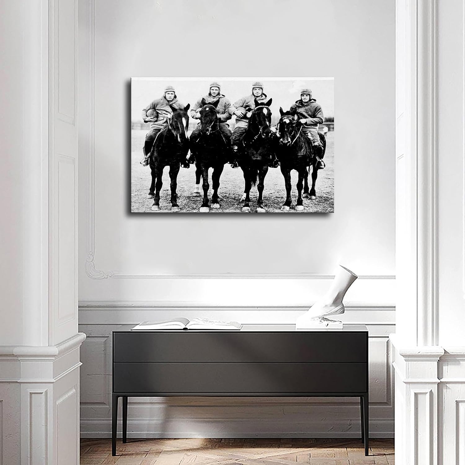 Four Horsemen of Notre Dame Soccer Canvas Art Poster Canvas Print Wall Art Picture Indoor Bedroom Living Room Aesthetic Artwork Garage Cafe Decorative (12×18inch Framed)