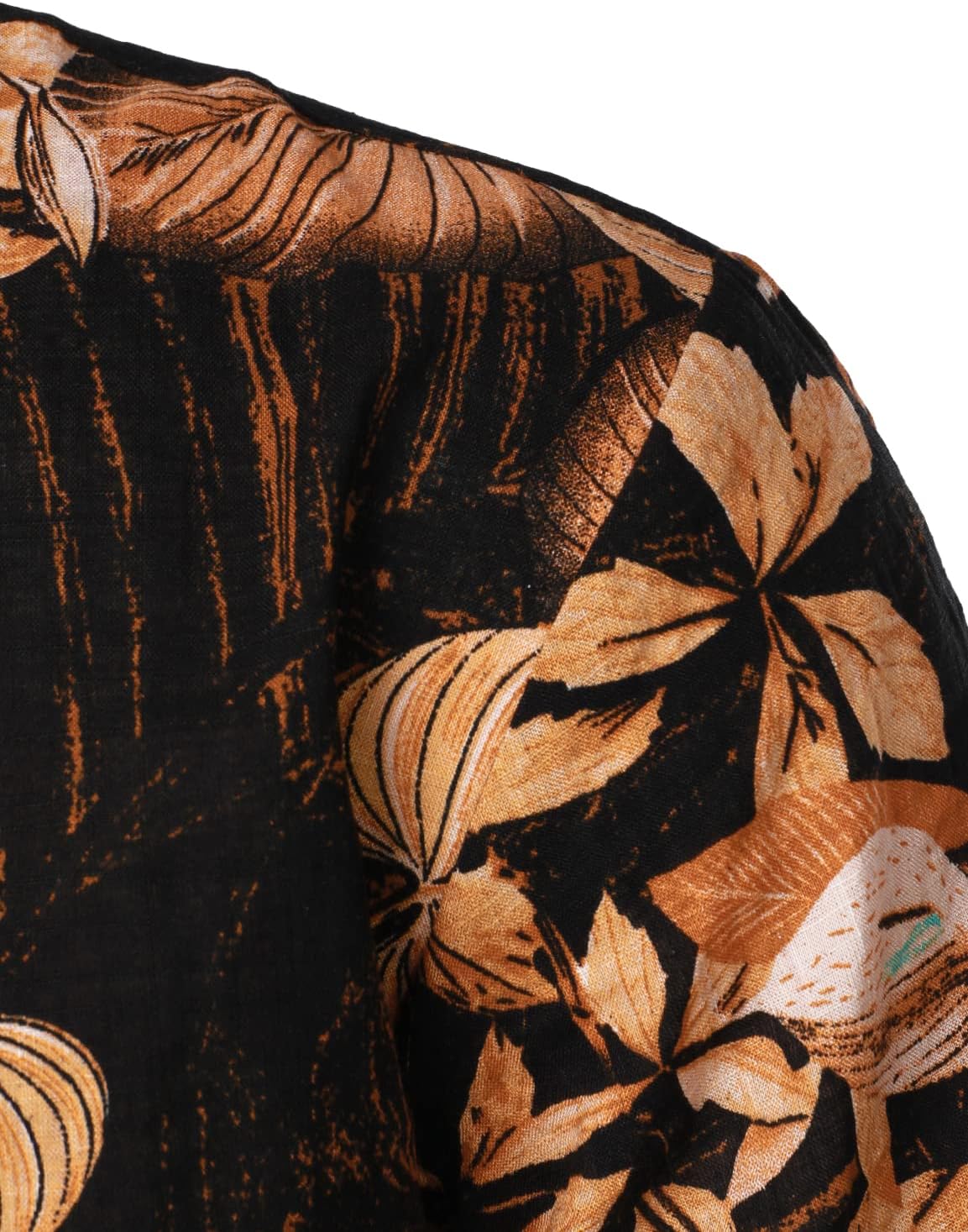 JOGAL Men's Flower Casual Button Down Short Sleeve Hawaiian Shirt Black Brown Small