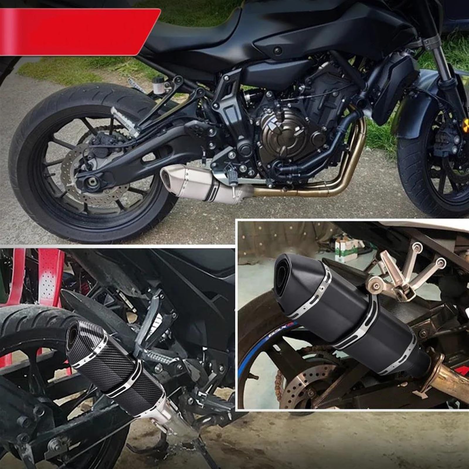 51 Mm Motorrad-Auspuffrohr, Modifizierter Schalldämpfer Für XJ6 MT07 MT09 MT03 Slip On Motorradzubehör Auspuff(Titanium)