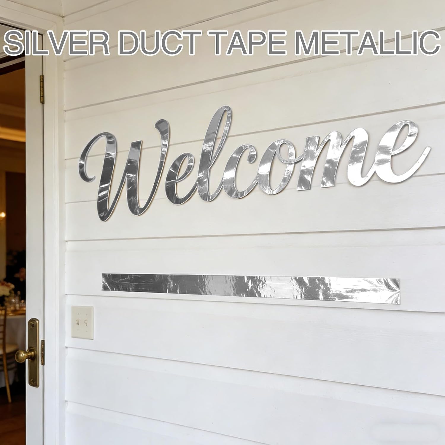 Metallic Tape Mirror Tape Duct Tape DIY Decorative Tapes, 2.4 Inches x 55 Yards (Silver)