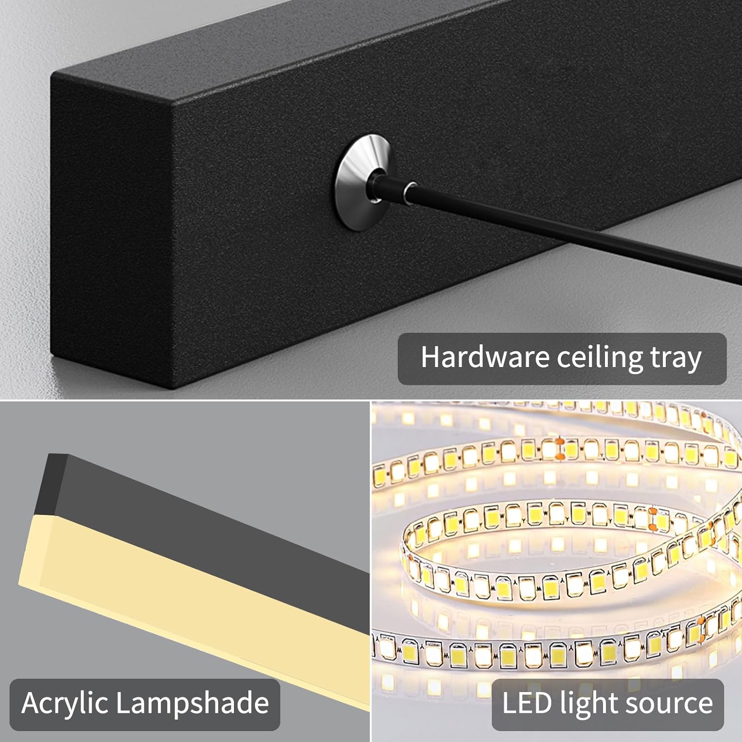 LED Linear Pendant Light, Dimmed Chandeliers for Dining Room with Remote Control, Modern Pool Table Island Lights Adjustable Ceiling Pendant Light for Kitchen, Living Room, Office, Black,31in