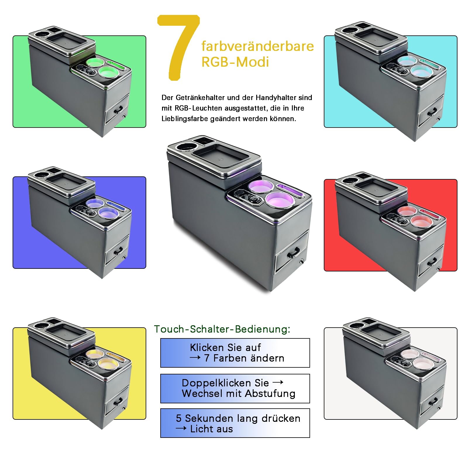 JINBZZON Console Centrale Con 7 Colori Luci A LED E Ricarica