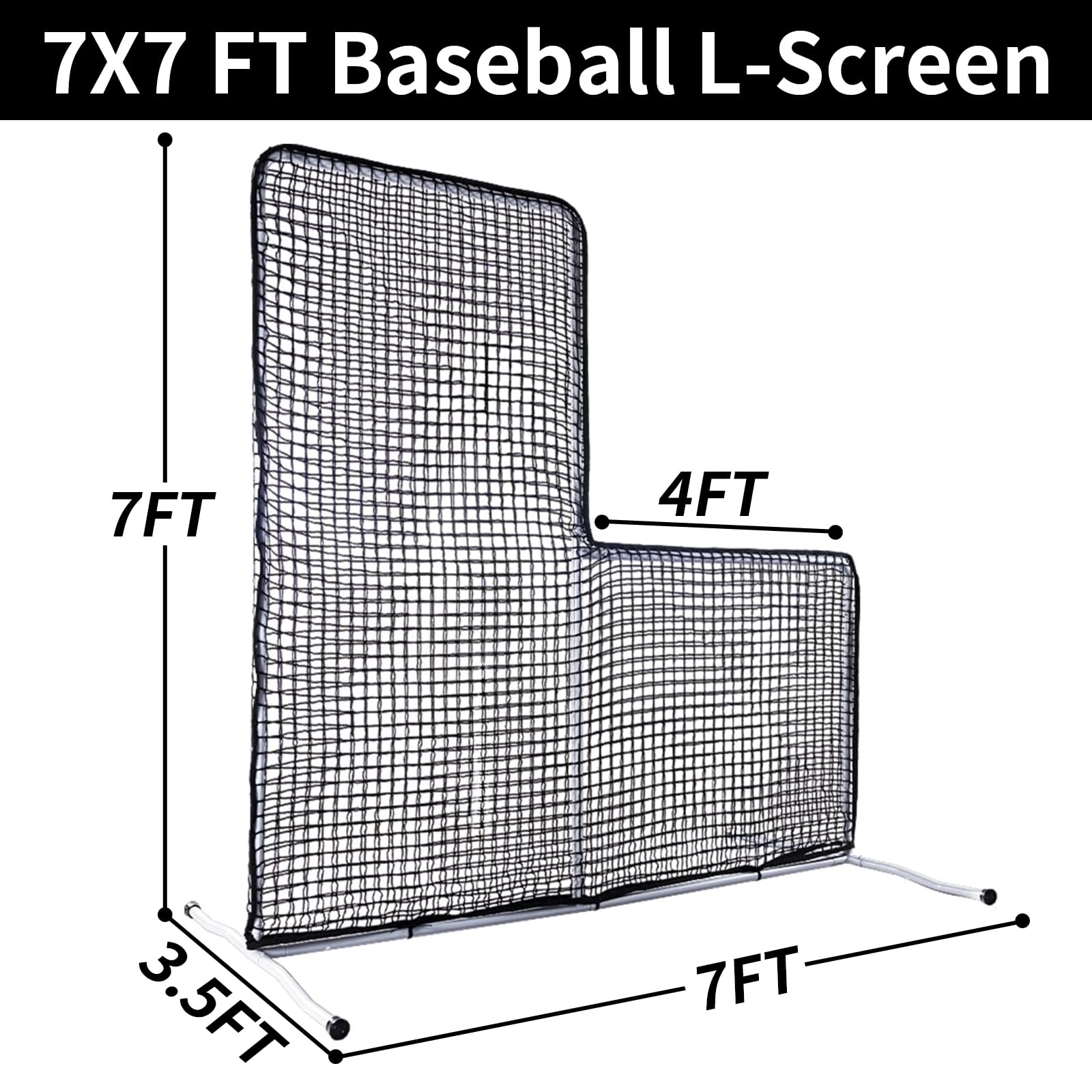 Gulfmore Portable 7x7 ft Baseball L Screen Pitching Protector Net,Baseball Softball L-Screen Net Pitcher Safety Protective Nets