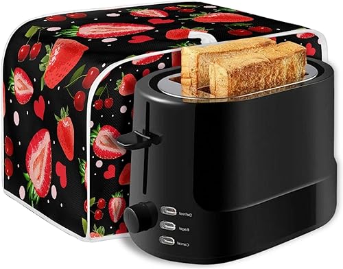 Miniatura 3 de Strawberry Love Print Tostadora Cover 2 rebanadas para electrodomésticos de cocina pequeños, panificadora, protección contra el polvo y las huellas