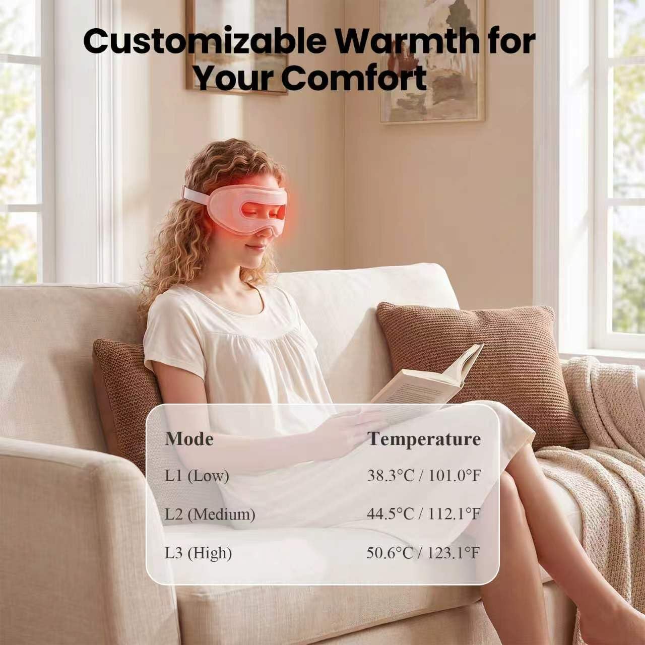 Red Light Therapy Eye Mask with 100% Silk Detachable Eye Pads – 3 Modes with Near-Infrared, 660nm & 850nm Rechargeable Under-Eye Device – Reduce Dark Circles & Eye Fatigue