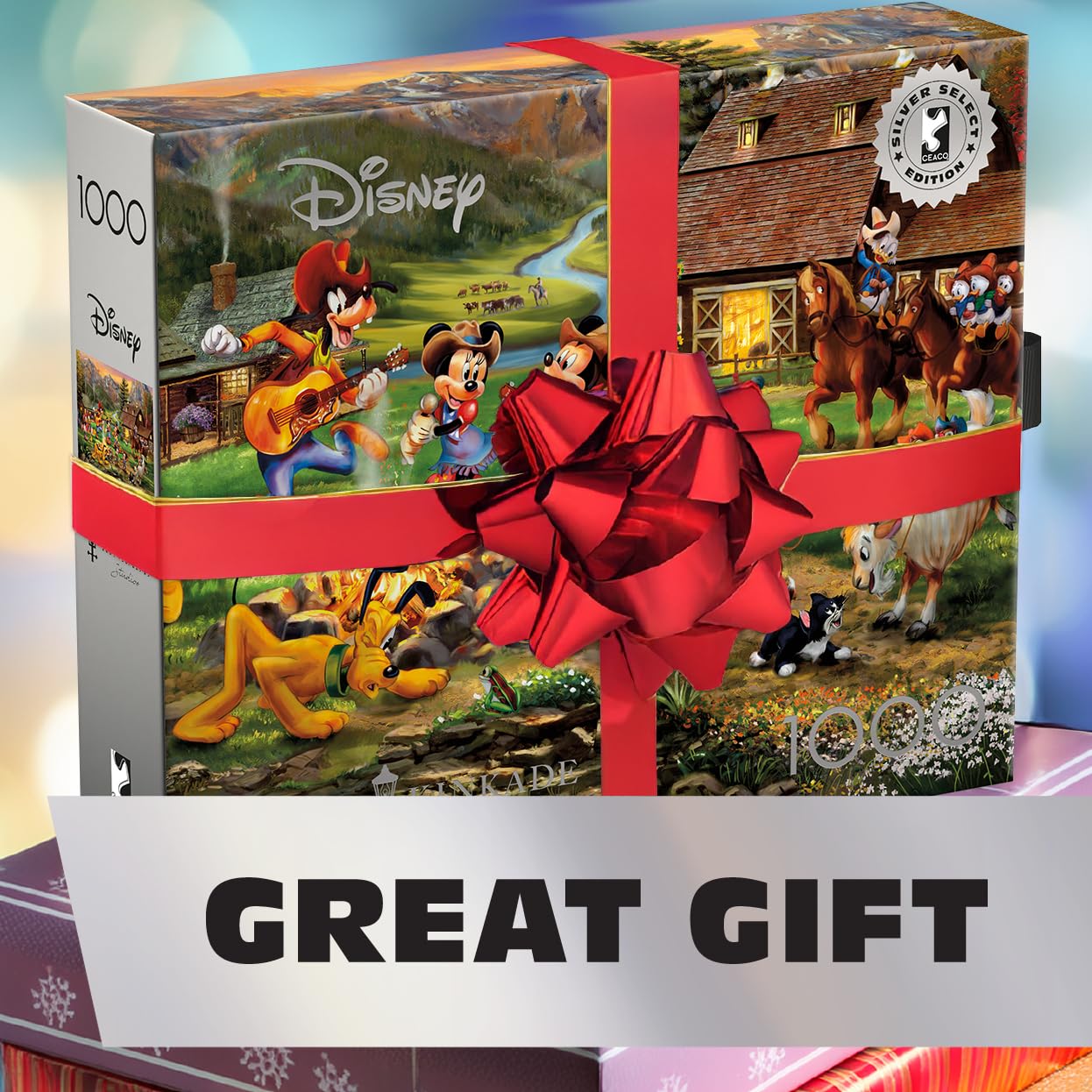 Ceaco Thomas Kinkade Disney Silver Select Topolino e Minnie Rocky Mountain Round Up Puzzle da 1000 pezzi