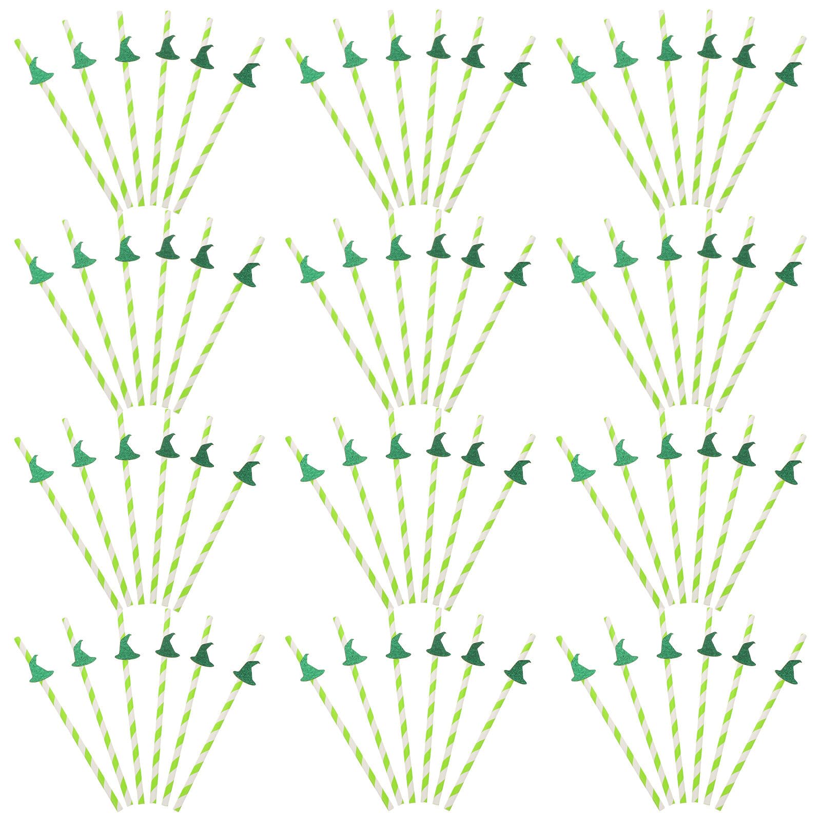SEWACC 500 Unidades Pajitas de Papel Verde Diseño Creativo de Sombrero de Bruja para Halloween y Bodas, Fáciles de Limpiar y Uso Versátil en Fiestas