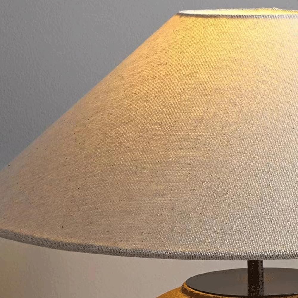 DFAEEKIYO Ceramic Table Lamp - Minimalist Decorative Nightstand Beige Linen Shade Bedroom, Office Living Room(2)