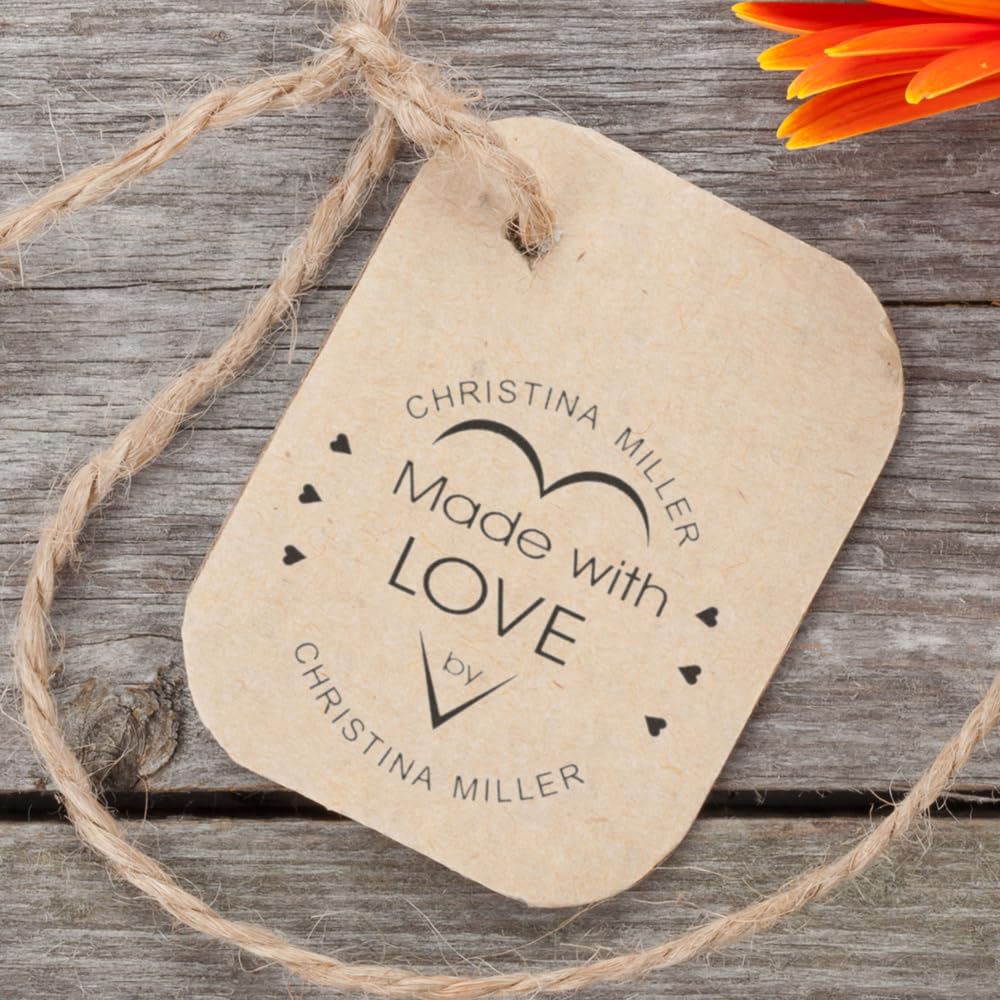 Acorn Sales Hearts Made with Love by Name Rubber Stamp