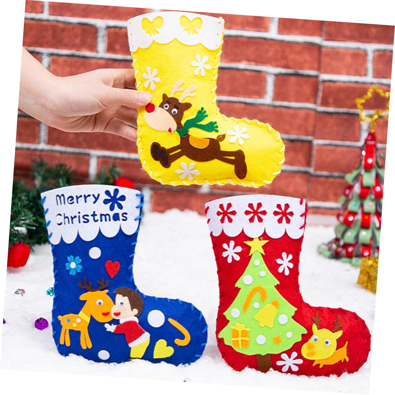 Toyvian 30piezas Kit De Manualidades De Calcetines Navideños Para Materiales Creativos Para Decoración De Navidad Infantiles y Actividades De Manualidades