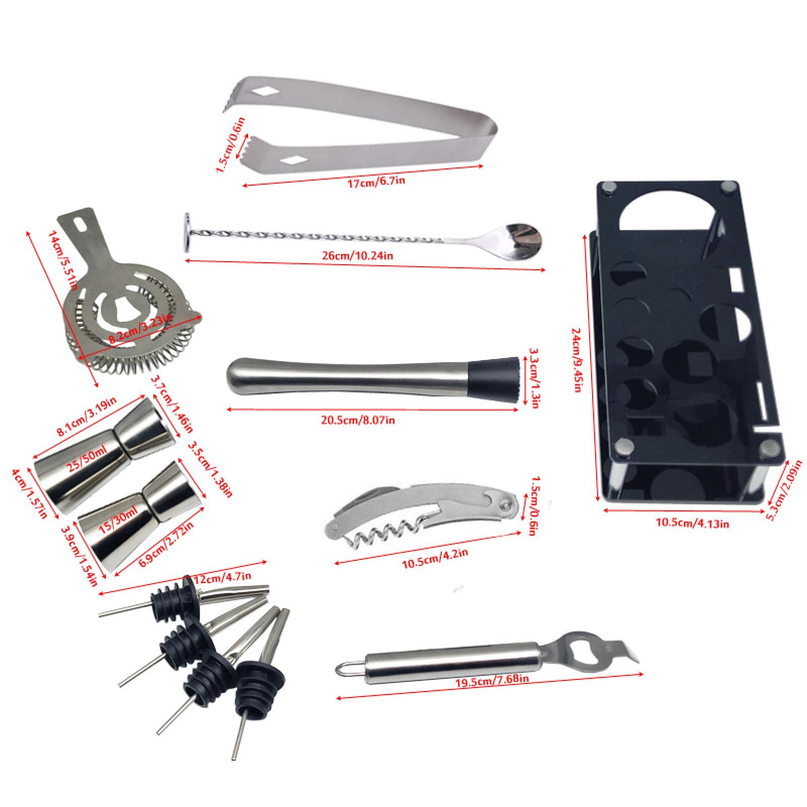 Cocktail Shaker Bar Set Bar Bartender Boston 750/600ml 550ml Mixer Kit Edelstahl Glas Shaker Löffel Ausgießer Strohzange Werkzeuge 132D750ml (700ml Shaker)