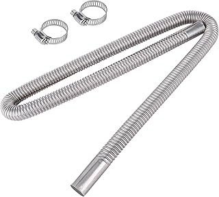 Stainless Steel Exhaust Hose, Fuel Tank Diesel Gas Vent Hose Length 47.2 Inches Flexible Exhaust Tubing Diesel Heater Exhaust Pipe, 2.5cm/ 1 In Inner Diameter Air Heater Exhaust Pipe