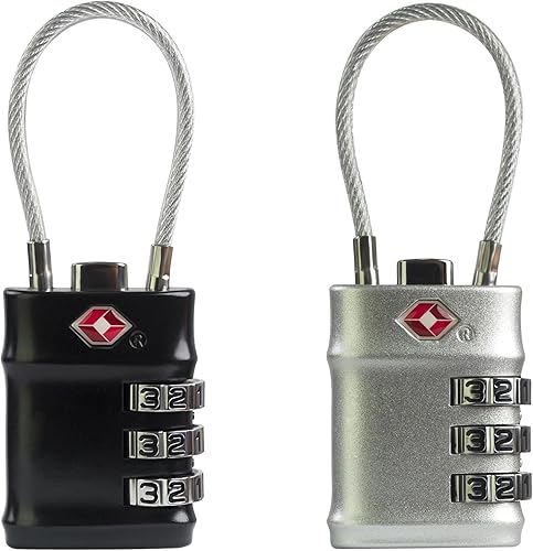 Cerraduras de equipaje aprobadas por la TSA, combinación de candado pequeño con cable, cerraduras TSA para equipaje, candado combinado con código,