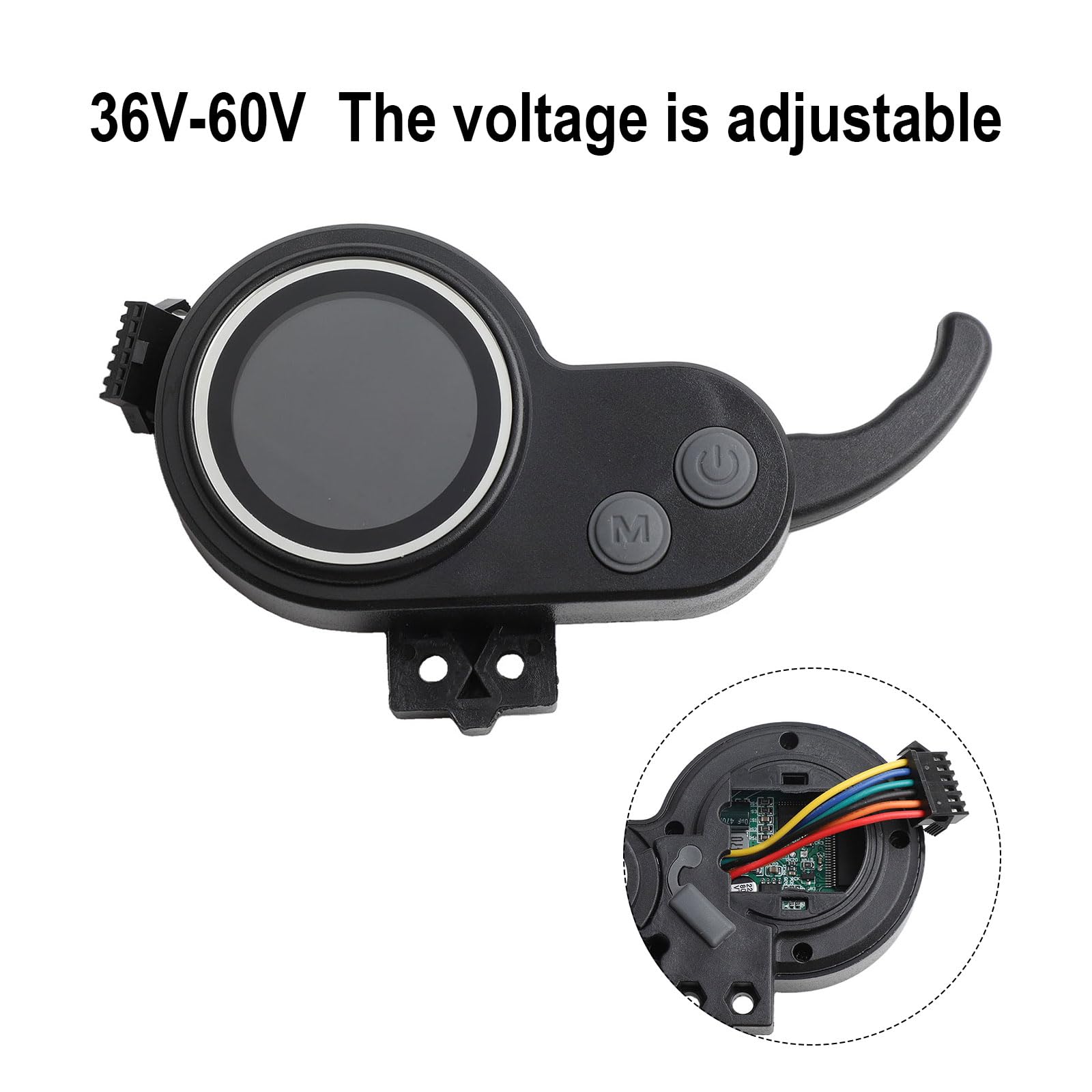 JP - Panel de control de pantalla LCD para scooter eléctrico de 36 a 60 V con conector de 6 pines, negro (6 pines planos)