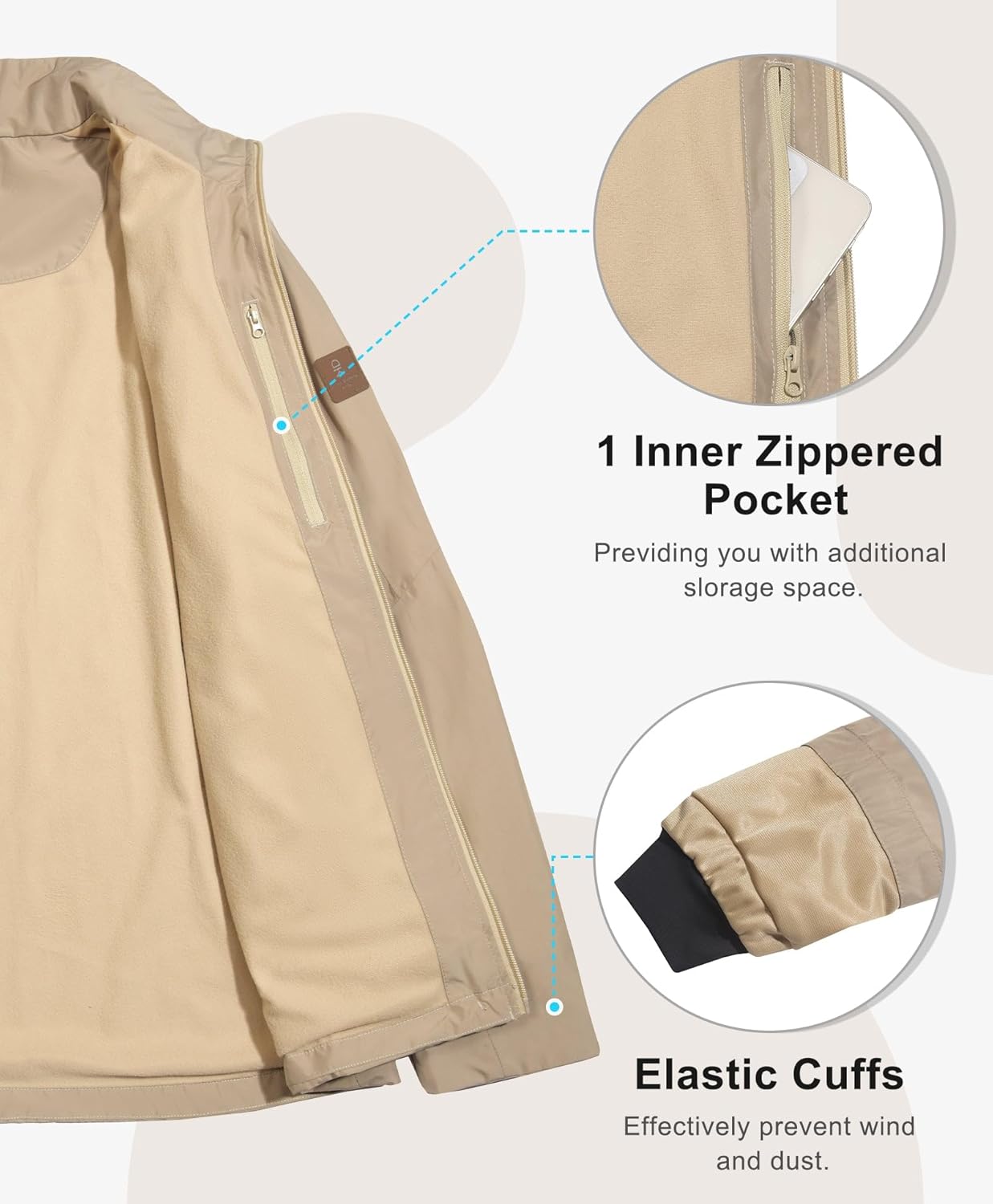 Little Donkey Andy Men's Golf Windbreaker Lightweight Jacket Warm Fleece Lined Water-Resistant Zip Up Winter Coat Jackets - Image 5