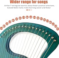 Vista 2 de Arpa de Lira, 19 cuerdas de metal, cuerpo de caoba con silla de arce Lyra Arpa con bolsa y llave incluida