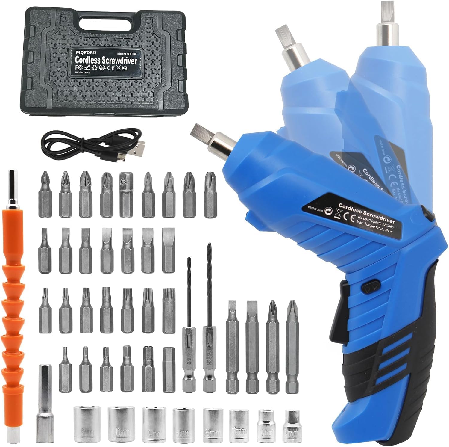 Tournevis électrique 47 en 1 sans fil rechargeable 3.6V avec embouts et câble USB
