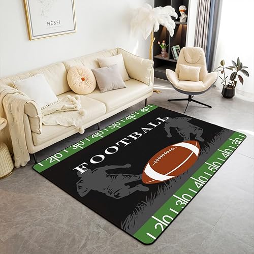 jejeloiu Alfombra de área de fútbol de 5 x 7 pies, alfombra deportiva de rugby para sala de estar, regalo para los amantes del fútbol, alfombra jejeloiu Alfombra de área de fútbol de 5 x 7 pies, alfombra deportiva de rugby para sala de estar, regalo para los amantes del fútbol, alfombra