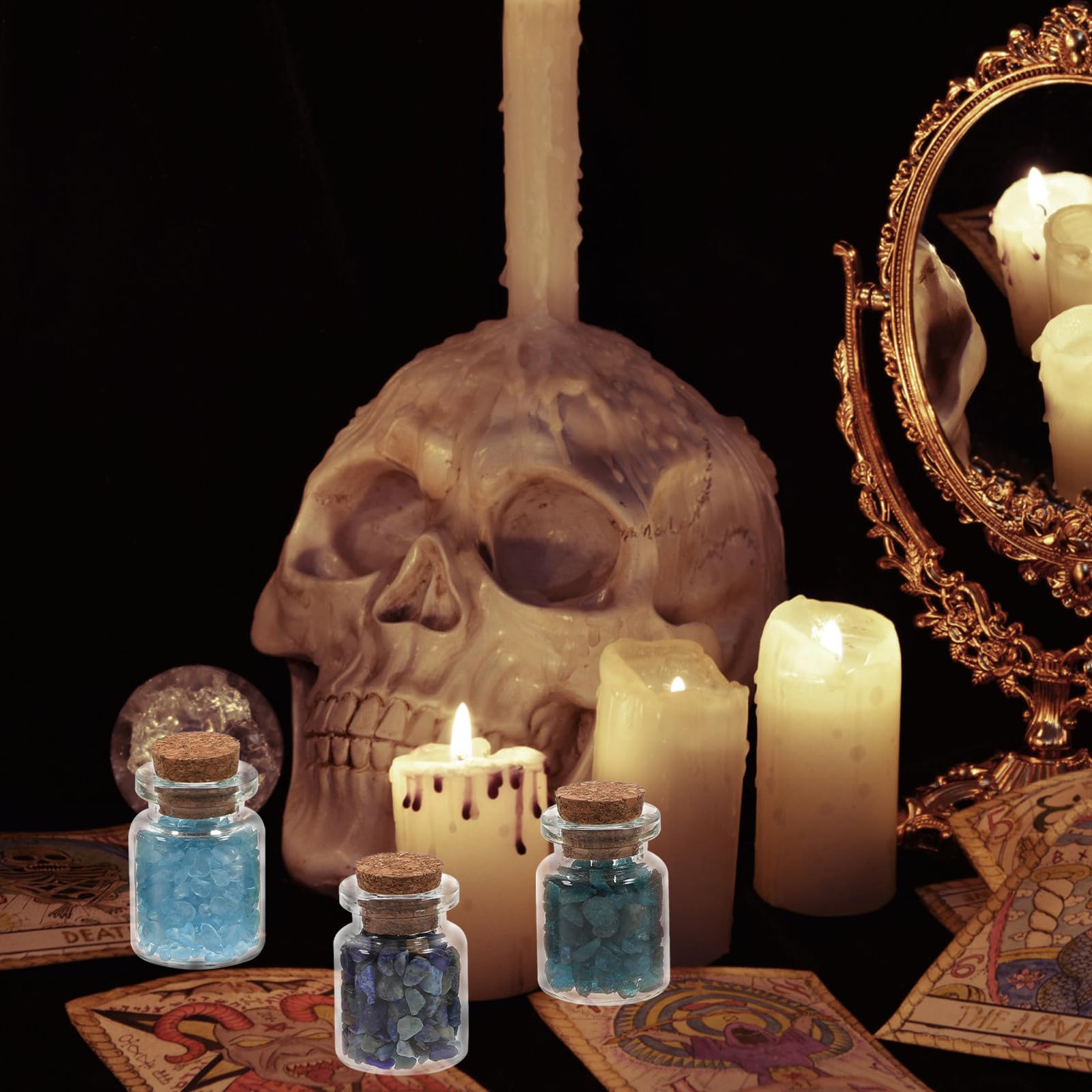 Kit de 10 Botellas Deseos Piedras Naturales y Vidrio, Accesorio Decorativo para Escritorio y Meditación Adecuado para Niños