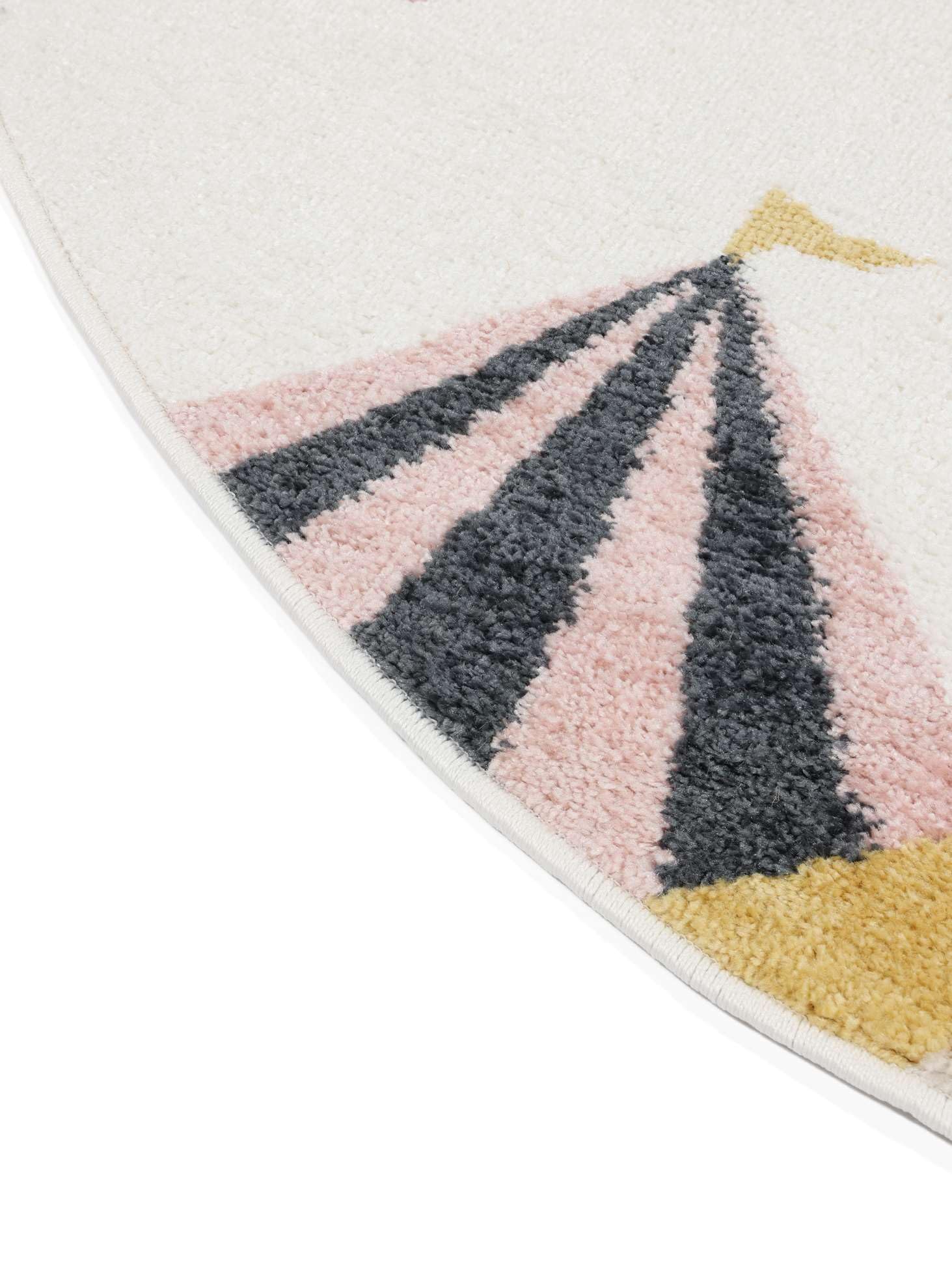 RugVista Monkey Circus Tapis pour Enfants, Ø 150 cm, Rose/Off Blanc