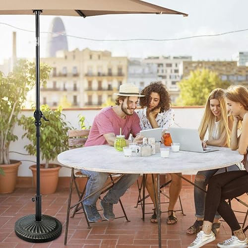 Miniatura 5 de Giantex Base de sombrilla de 31.5 libras para patio, resina de hierro fundido resistente, soporte para sombrilla de jardín vintage, soporte para