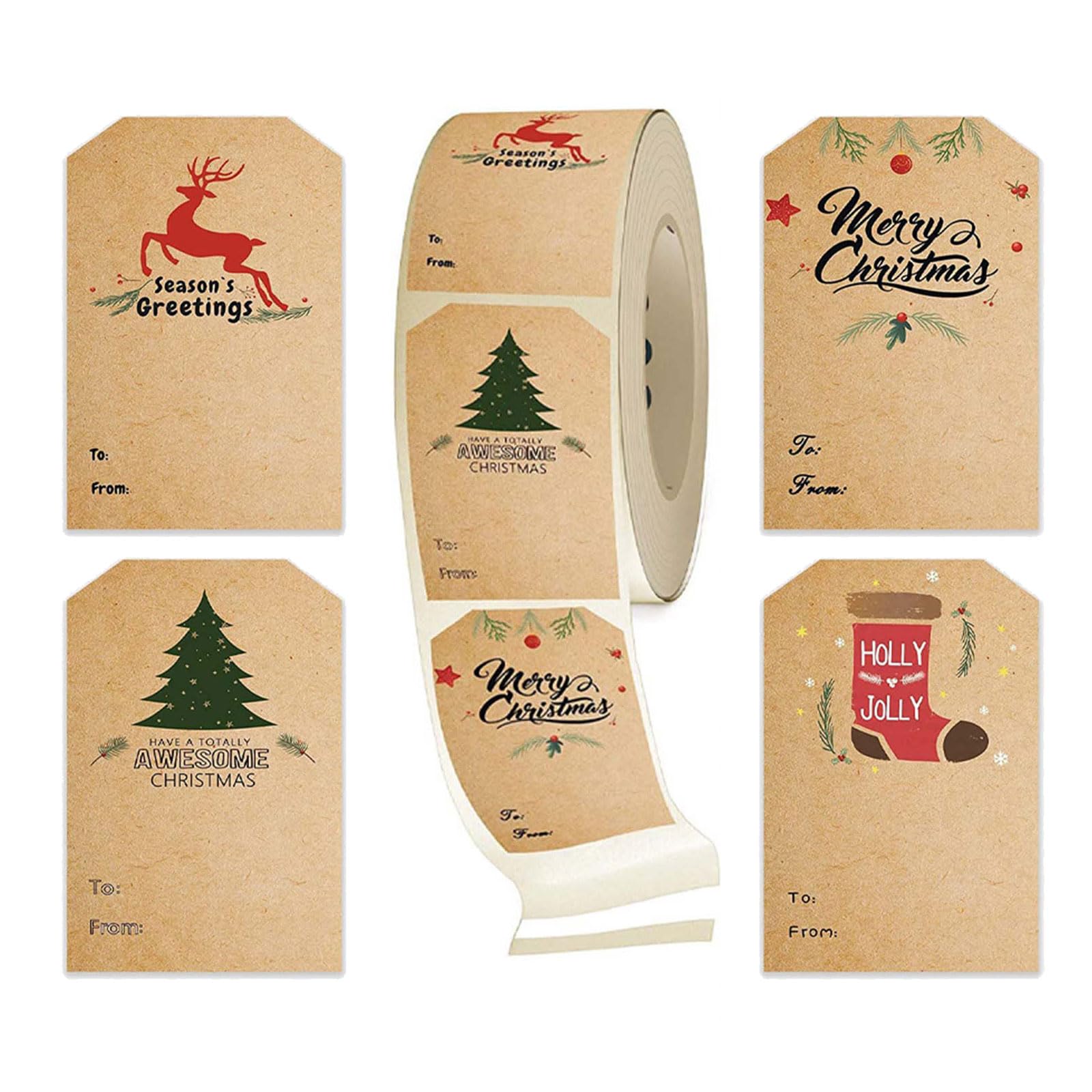 300Pcs Christmas Sticker Adhesive Wrapping Labels 5x7.5cm for Envelopes Holiday Present Candy Bag Wrapping Decoration Sticker