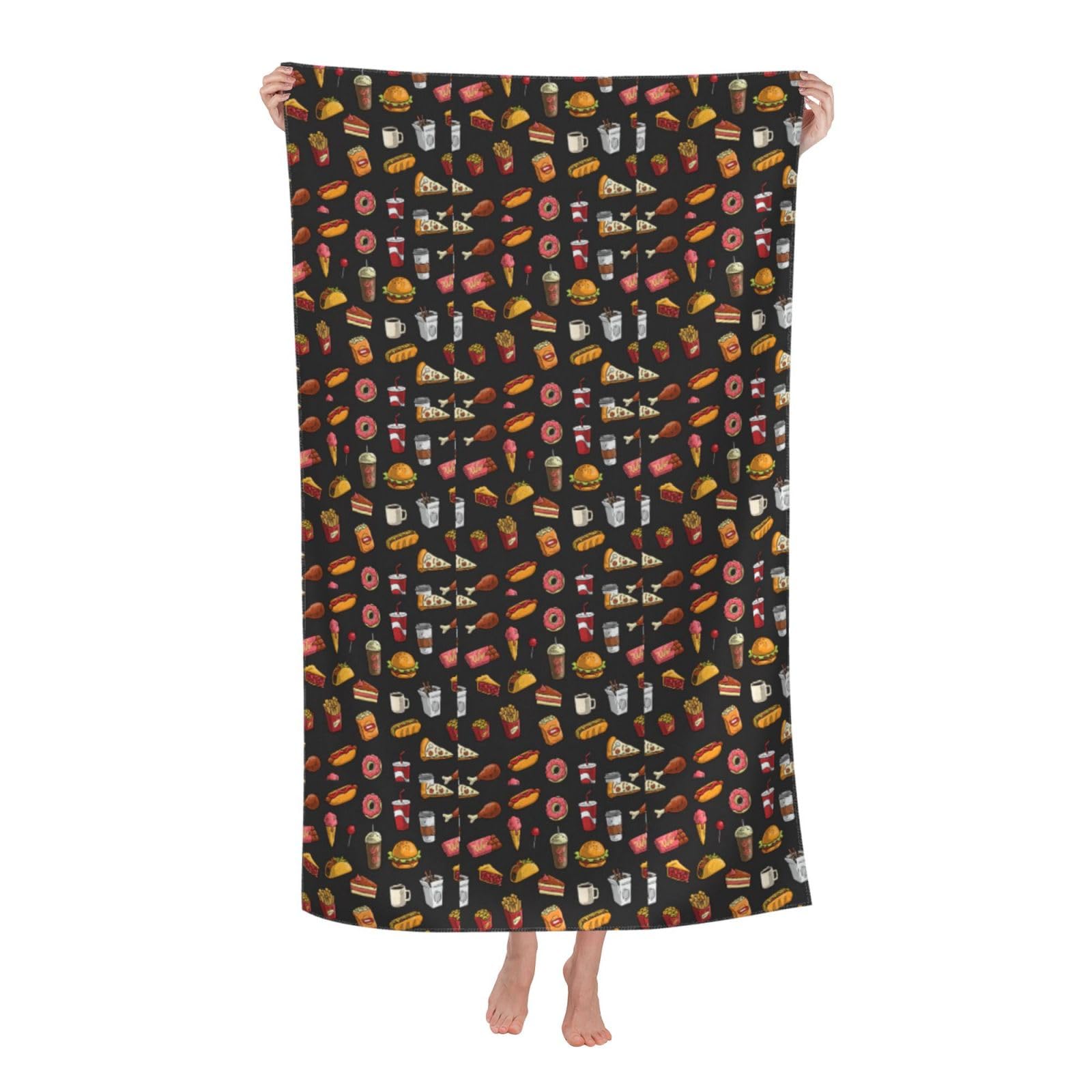 Cbaaghh Chicken Leg Burger Drink Print Adult Beach Towels,Beach & Pool Towel,Beach Towels,Towels For Camping