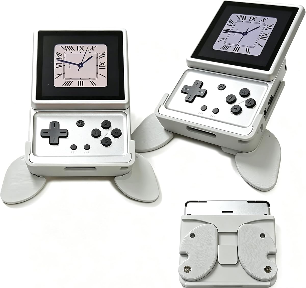 Grip Case for Anbernic RG Rotate, Foldable Grip Handle 3D Printed Ergonomic Protective Cover Shockproof Shell Protector Stand Holder for RG Rotate Handheld Game Console (Gray)