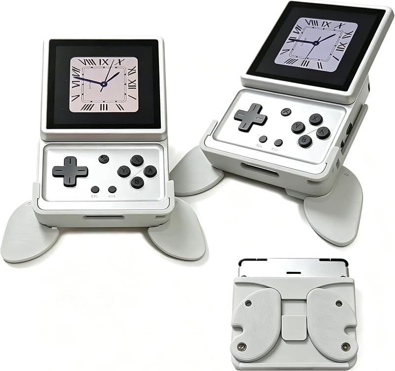 Grip Case for Anbernic RG Rotate, Foldable Grip Handle 3D Printed Ergonomic Protective Cover Shockproof Shell Protector Stand Holder for RG Rotate Handheld Game Console (Gray)