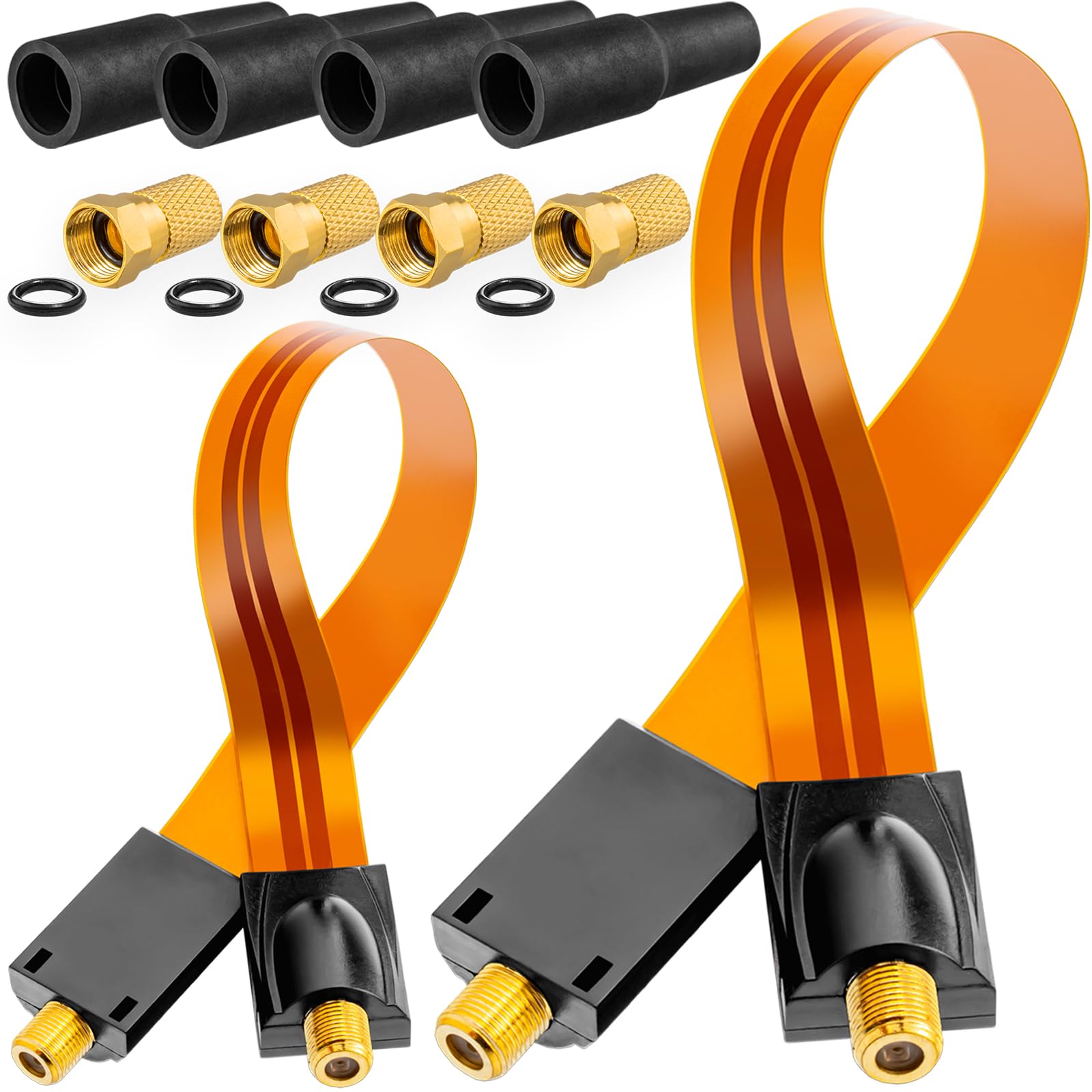 HB-DIGITAL 2X SAT kabel okienny, pozłacane styki + 4 x wtyczki F + 4 x gumowe tulejki + 2 x podkładki samoprzylepne (dwustronna taśma klejąca) kabel antenowy kabel satelitarny koax do okien i drzwi płaski