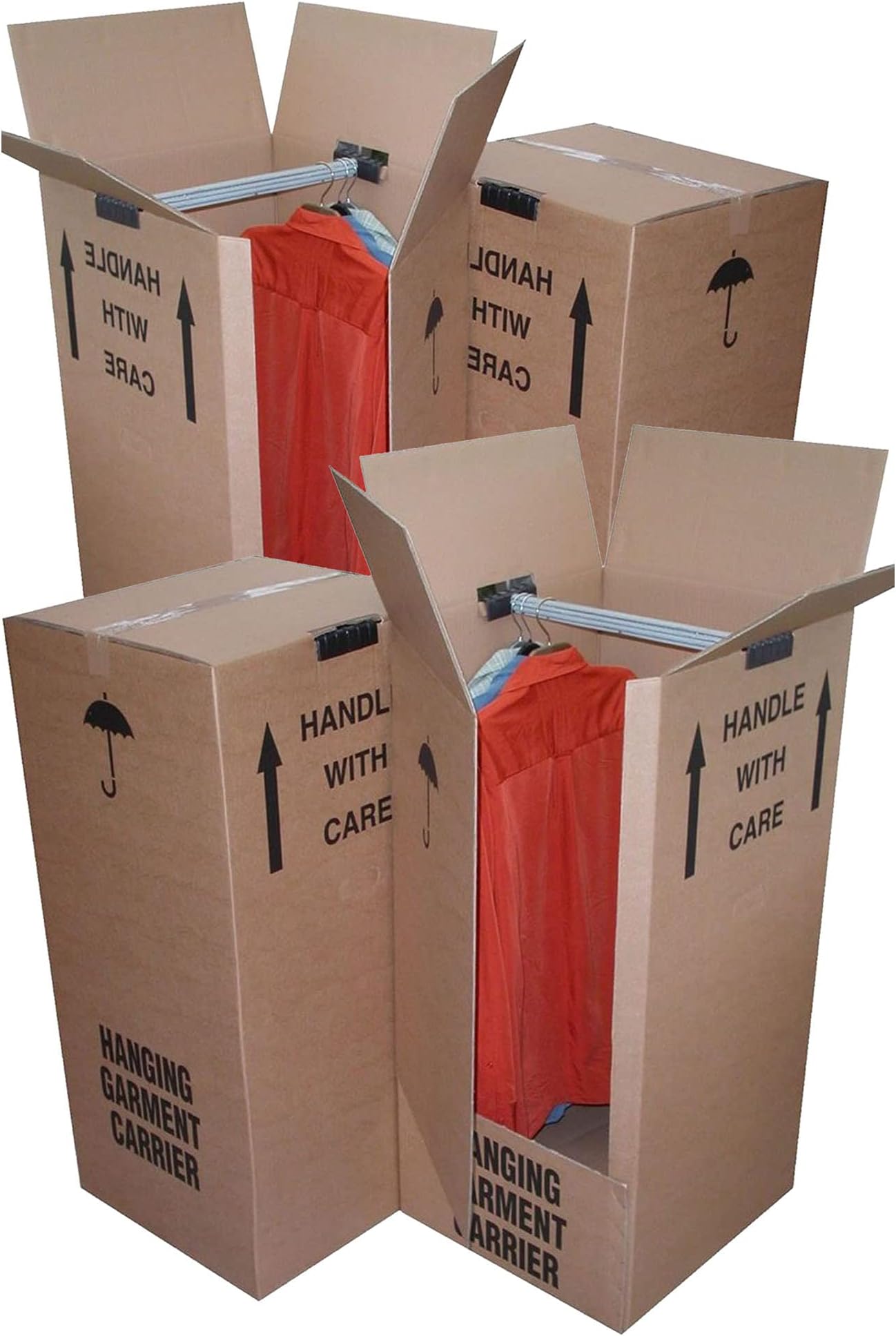 STORM TRADING GROUP Large Tall Strong Double Wall Wardrobe Removal Boxes With Hanging Rails (3 x)